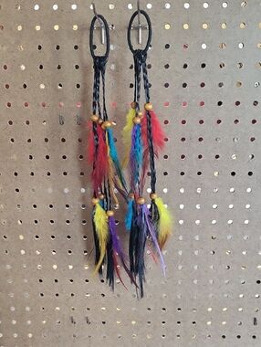 Colorful Feather Hair Clips for Kids with Bead Accents